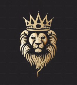 Majestätischer Löwe und Krone